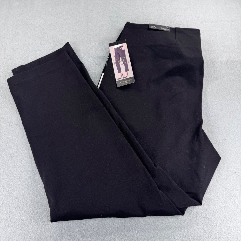 Liverpool Los Angeles Knit Trouser Black Zipper Pocket Pull On Pants 18W NEW